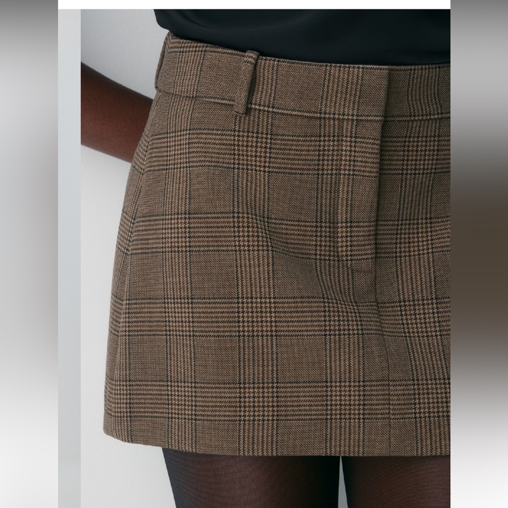 Babaton Chisel Checkered Brown Mini Skirt size 12 EUC